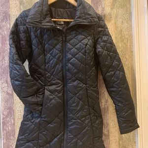 North face long fitted black winter jacket size XS